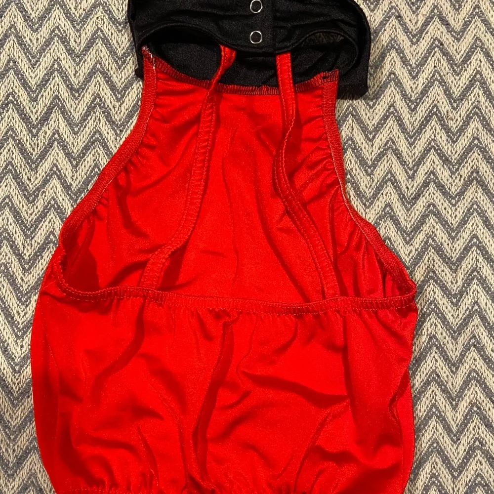 Kellé Red Sleeveless Top with Black Tie & Strappy Back – Child Large